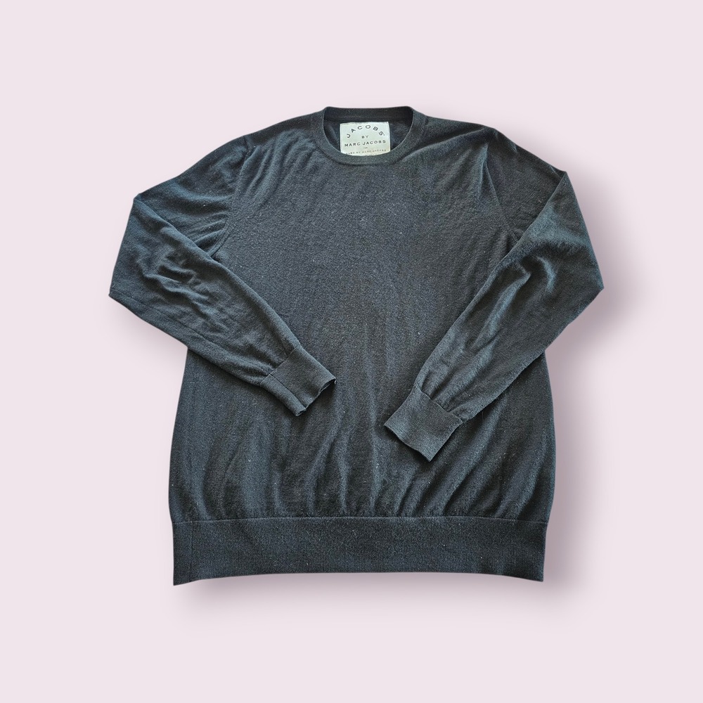 Marc Jacobs Black Cashmere Old Money Quiet‎ Luxury Crew Neck Sweater sz M